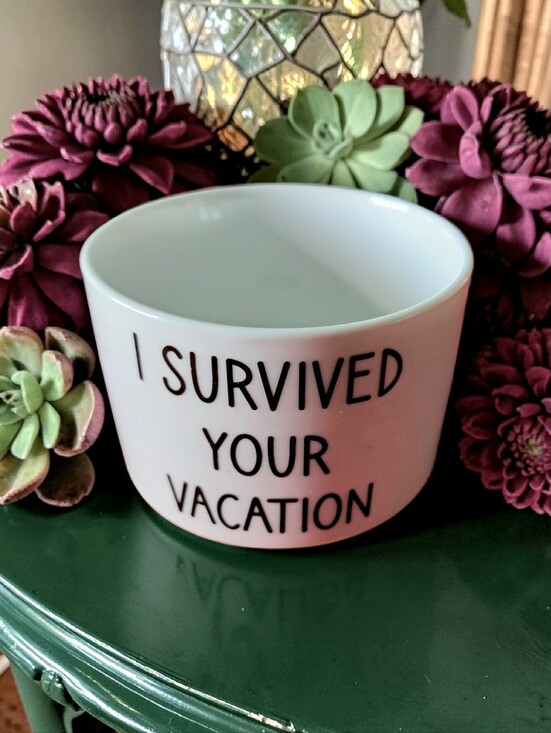 Other - I Survived Your Vacation Ceramic Planter with Bamboo Tray